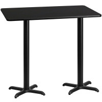 Flash Furniture XU-BLKTB-3060-T2222B-GG 60" Rectangular Black Laminate Table Top with 22" Bar Height Table Base